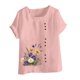 thumbnail image 2 of TaTaai Casual Printed Button Blouse, Women's Short Sleeve Linen Feel T-Shirt, Comfortable Top for All Seasons Gift, 2 of 4