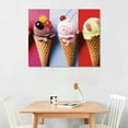 thumbnail image 2 of GOSMITH  Canvas Print Wall Art Stacked Ice Cream Cones &amp; Macarons Food Dessert Photography Realism Contemporary Scenic Colorful Multicolor for Living Room, Bedroom, Office, 2 of 4