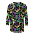 thumbnail image 5 of SOOMLON Mardi Gras Tops for Women Tuesday Shirts Carnival Themed Party 3/4 Sleeve Outfits Funny Mask Graphic Tshirts Tunic Crewneck Tops New Orleans Holiday Blouses 2025 Multicolor XL, 5 of 5