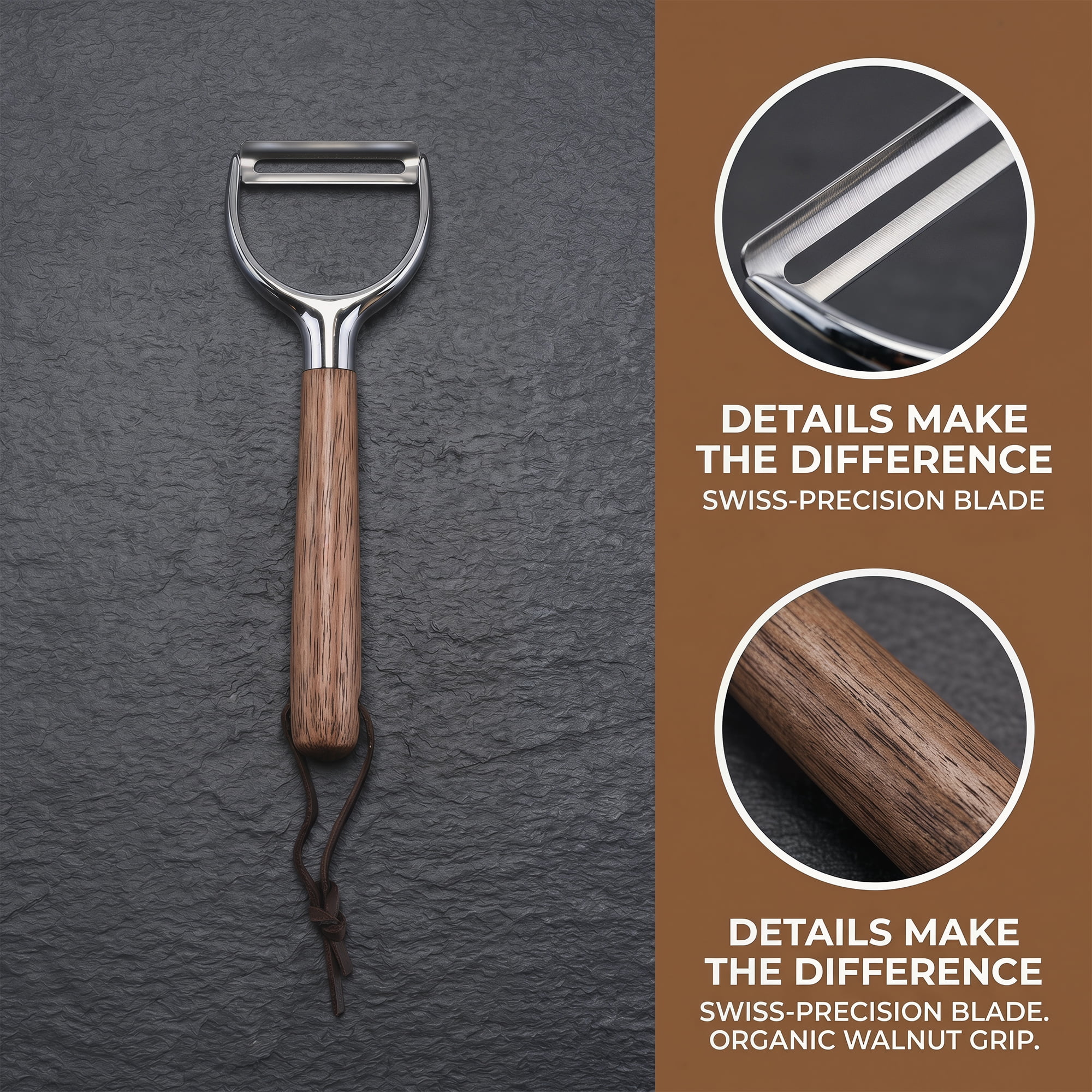 Unique Bargains Wood Durable Potato Peeler with Ergonomic Handle Dark Brown-Y Peelers