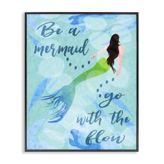 Stupell Industries Eclectic Go With Flow Mermaid Black Framed Giclee Art, 11 x 14, by Graffitee Studios