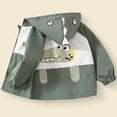 thumbnail image 4 of Toddler Boys Girls Jacket Lightweight Hooded Windbreaker Kids Water-Resistant Light Rain Jacket Print Outwear Army Green 1-2 Years, 4 of 6