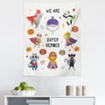 thumbnail image 1 of Funny Sloth Tapestry, We are Super Heroes Lettering with Caped Costume Animals Comic Effects Boom, Fabric Wall Hanging Decor for Bedroom Living Room Dorm, 5 Sizes, Multicolor, by Ambesonne, 1 of 1