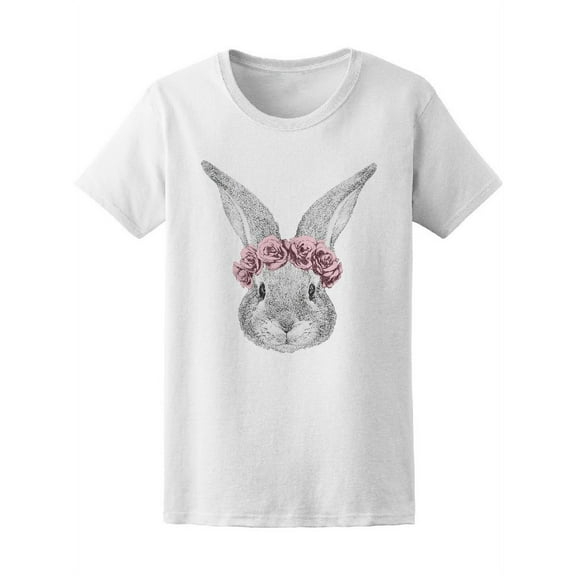 Rabbit With Floral Head Wreath T-Shirt Women -Image by Shutterstock, Female XX-Large
