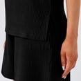 thumbnail image 5 of WMTBSRSW Womens Summer 2 Piece Outfits Lightweight Casual Ribbed Knit Short Matching Clothing Set Solid Comfy Crewneck T Shirts and Shorts Black L, 5 of 8