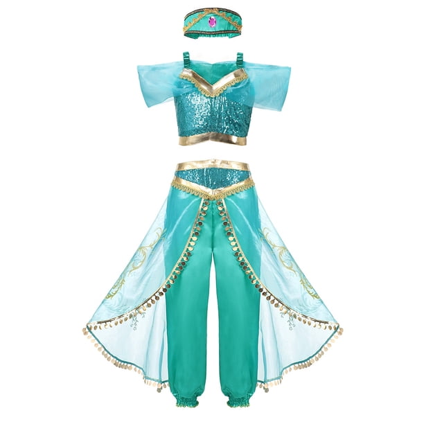 Disney Elsa Anna Princess Dress Girl Kid Birthday Party Carnival Clothes Cosplay Frozen Encanto Rapunzel Jasmine Mermaid Costume2-3T (100) Gao Jinjia LED