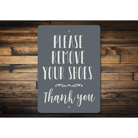 Remove Shoes Novelty Decor, Metal Wall Sign - 10x14 Inches
