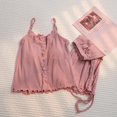 thumbnail image 1 of Cotton Camisole Pajama Set With Chest Pads 2 pcs Can be Worn Outside Ins Style Skinny Sweet and Cute Loungewear 2023 NEW, 1 of 3