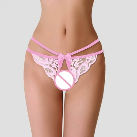 Thongs for Women Low Rise Lace Panty Cut out Mesh Lingerie Women s Crotchless Panties Sheer Thong for Women