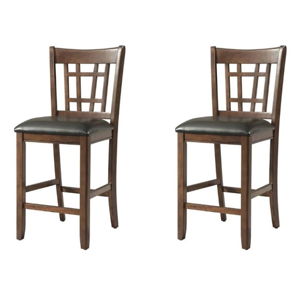 Pemberly Row Transitional 24" Counter Stool in Cherry (Set of 2)