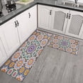 thumbnail image 3 of Bohemian Retro Color Diamond Pattern Kitchen Rugs and Mats Sets Of 2, Funny Kitchen Decoration Rubber Backing Non-Slip Absorbent Mats for Sink Waterproof Runner Rug for Laundry Room 17x30+17x48inch, 3 of 7