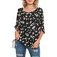 thumbnail image 1 of Qarigey Camisa de mujer Estampado de media manga Top Camisa de mujer Estampado de medio cuello Blusa informal Prendas para la parte del cuerpo flor blanca negra XXL, 1 of 5