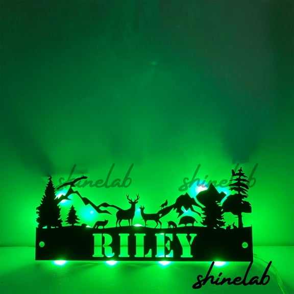 Shinelab Deer in Forest Metal Sign, Custom Wildlife Wall Art, Nature Home Decor 13160