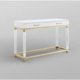 thumbnail image 5 of Ebbe White/Gold Console Table - High Gloss Finish, Acrylic Legs, Stainless Steel Base, 2 Drawers, 5 of 9
