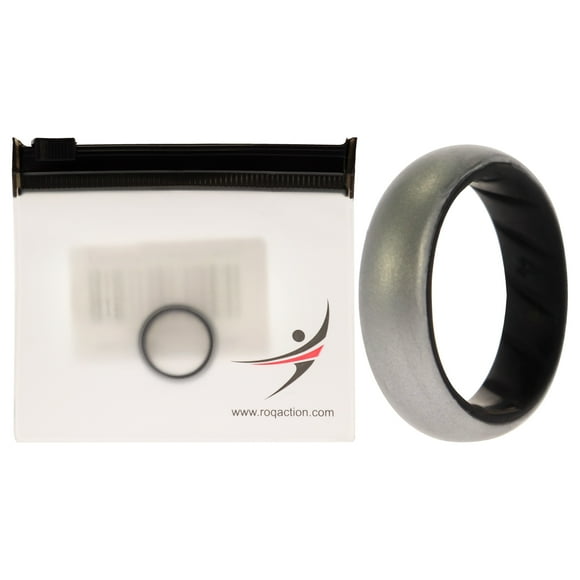 Anillo de boda BR sólido de silicona - Negro-Plata de ROQ para mujer - Anillo de 4 mm