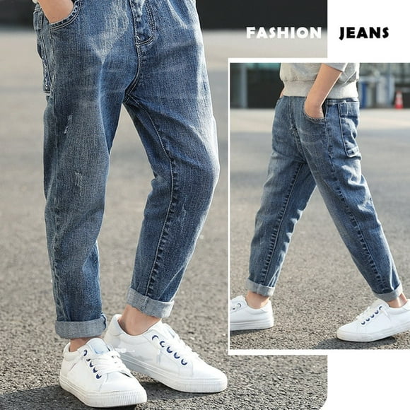 AAMILIFE Kids Boys Jeans Fashion Clothes Classic Pants Denim Clothing Children Boy Casual Bowboy Long Trousers 5-13Y