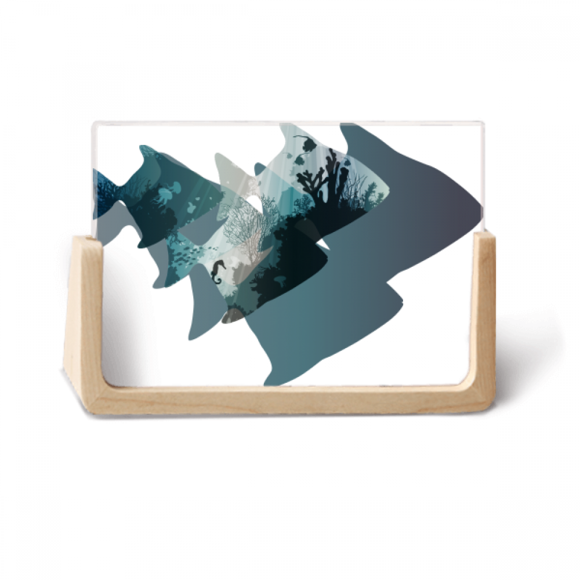 Seahouse Méduse Mer Nature Animal Photo Cadre Photo en Bois Affichage de Table