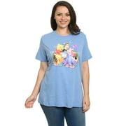 Womens Plus Size Winnie The Pooh Eeyore Tigger Piglet T-Shirt Blue