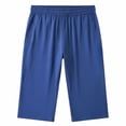thumbnail image 6 of Glisme Mens Pants Straight Leg Capri Pants Solid Color Workout Gym Yoga Beach Shorts With Zipper Pockets Basic Bottoms Blue L, 6 of 6