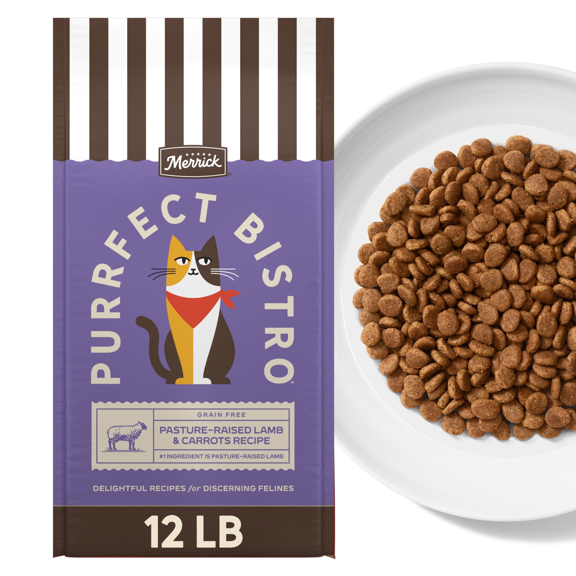 Merrick Purrfect Bistro Grain Free Lamb and Carrots Recipe Natural Dry Cat Food for Adult Cats 12 lbs.