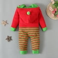 thumbnail image 6 of Odeerbi Infant Boys Girls Christmas Santa Claus Jumpsuit Winter Thermal Fleece Romper Kids Christmas Stripe Cute Long Sleeve Bodysuit Onesie Infant Clothes Red, 6 of 8