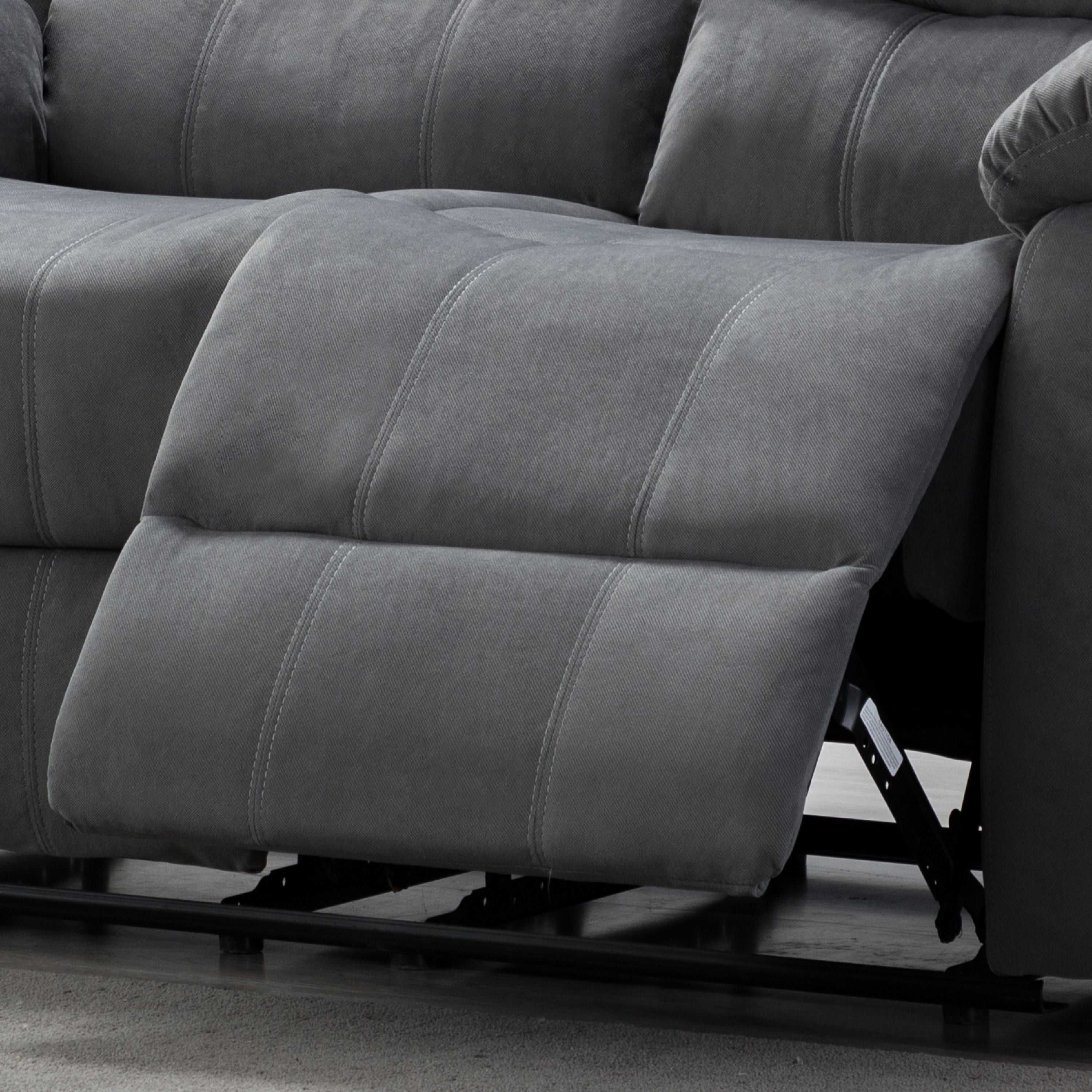AC Pacific Jim Contemporary Polyester Fabric Reclining Loveseat with Lumbar Massager