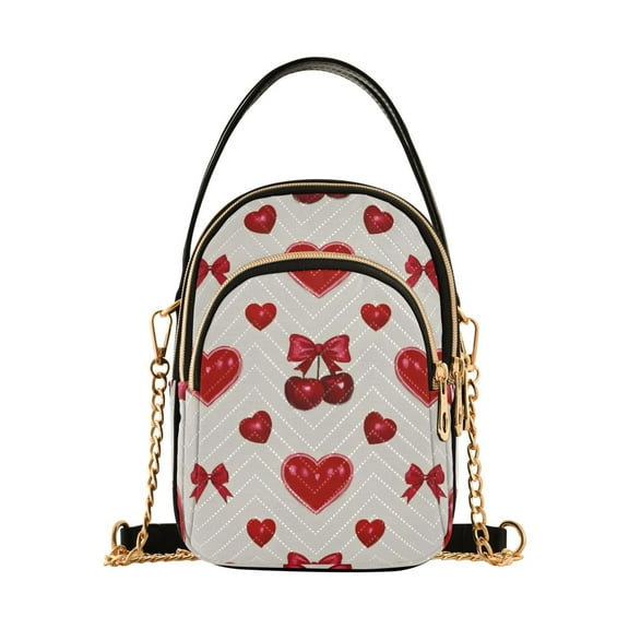 joogoo Women Hearts Cherry Chain Crossbody Bags Shoulder Handbag Phone Purse