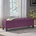 thumbnail image 2 of Newest 50.75" Purple Velvet Storage Ottoman - Button Tufted Diamond Stitch, Long Narrow Bench for Entryway & Bedroom, 2 of 14