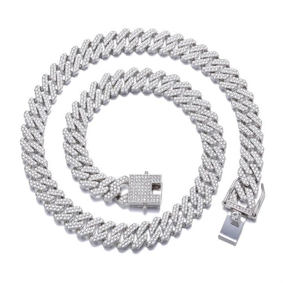 Silver Cuban Link Chain 20in Hip Hop Jewelry for Men and Women