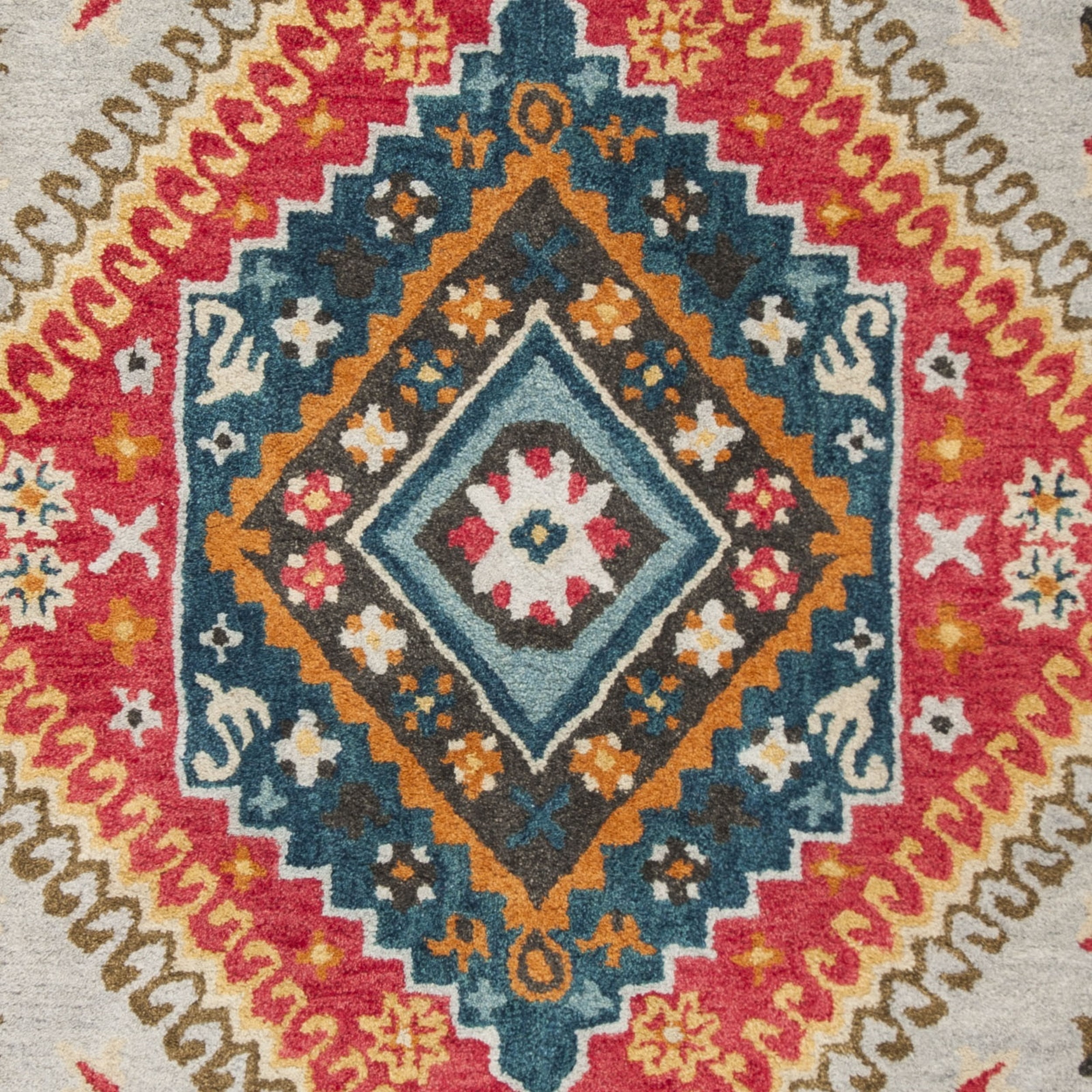 SAFAVIEH Heritage Rosheen Floral Wool Area Rug, Grey/Red, 5' x 8'