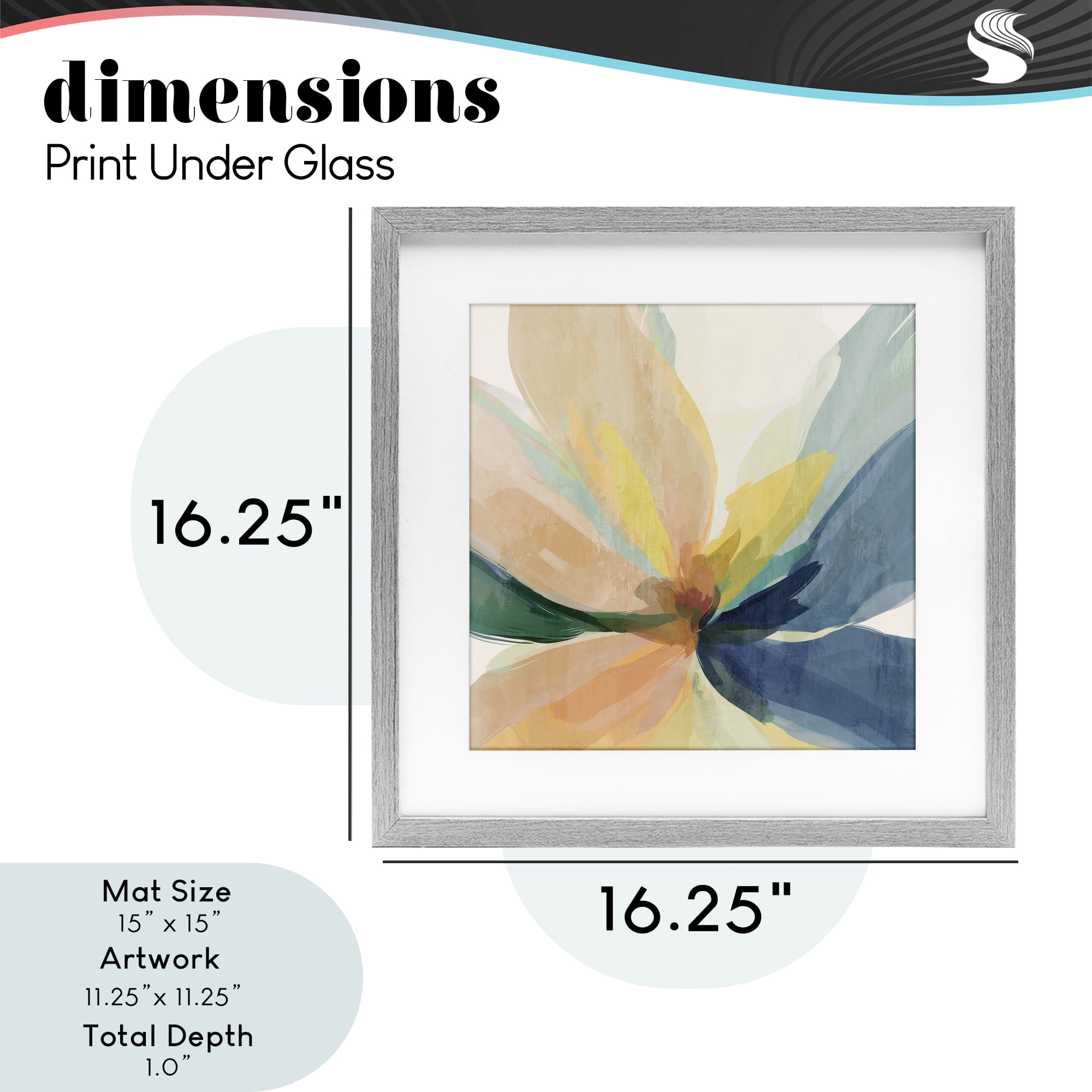 Flared Abstract Neutral Petals Gray Framed Print Under Glass, design by Irena Orlov