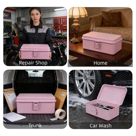 HEANUJJ Rectangular Trunk Tool Box for Garage Storage and Organization, 1-Piece Toolbox