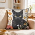 thumbnail image 5 of YiJuHui Cute Animal Print Pillow Cover Floral Cat Design Decorative Throw Pillowcase Soft Plush Velvet for Sofa Couch Living Room Bedroom Home Decor 17.72in, 5 of 6