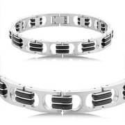 Men's Stainless Steel and Rubber Bracelet