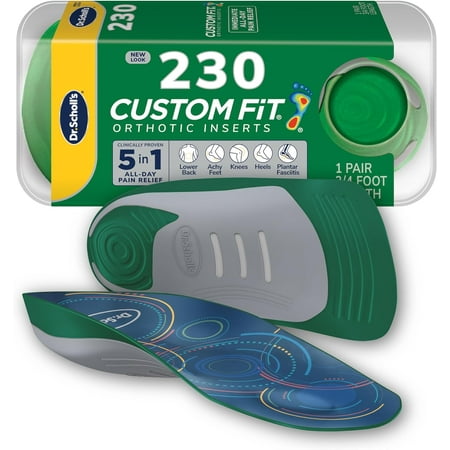 Dr. Scholl s Custom Fit Orthotics 3/4 Length Inserts, CF 230, Customized for Your Foot & Arch, Immediate All-Day Pain Relief, Lower Back, Knee, Plantar Fascia, Heel, Insoles Fit Men & Womens Shoes Grey 1 Pair (Pack of 1)