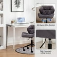 thumbnail image 4 of PROHIKER Vanity Stool Chair with 360° Swivel Rolling Wheels, Height Adjustable Makeup Desk Chair with Back, Furry Padded Seat Accent Furniture Office Vanity Chair for Living Room, Bedroom, Gray, 4 of 8