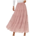 thumbnail image 2 of Women's Maxi Tulle Mesh Skirt High Waisted Flowy A Line Long Skirt Womens Summer Casual Solid Loose Fits Lightweight Comfy Boho Vacation Skirts Dress, 2 of 5