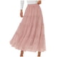thumbnail image 3 of TaTaai High Waist Mesh Overlay Skirt Women's Solid Color Flowy Maxi Skirt Sheer Casual Long Skirt Tiered Ruffle Hem Summer Gift, 3 of 5