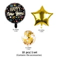 thumbnail image 2 of El juego de globos de Feliz Año Nuevo incluye 40 piezas de globos negros y dorados Globos en forma de estrella Suministros para fiestas de Nochevieja para Año Nuevo, 2 of 5