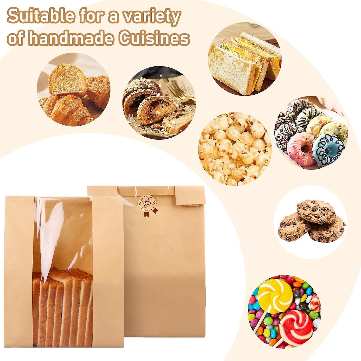 Lot De 100 Sacs à Pain En Papier Pour Pain Fait Maison, Sacs à Pain Au