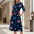 thumbnail image 4 of BOMYJESK Women's 250th Anniversary USA Flag Floral Maxi Dress 4th July 2026 Summer Dresses Independence Day Art Print Midi Dresses Casual American Flag Floral Party Apparel Black 3XL, 4 of 7