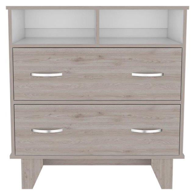 TUHOME Portanova Two Drawer Dresser - Light Gray Engineered Wood