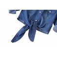 thumbnail image 4 of Zynoxe Womens Denim Jackets Casual Long Sleeve Button Down Tie Front Plus Size Denim Shirts Summer Cropped Jean Jackets with Pockets Blue S, 4 of 6