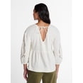 thumbnail image 4 of Time and Tru Women's Long Sleeve Poet Sleeve Broderie Anglaise Top, Sizes XS-XXXL, 4 of 6