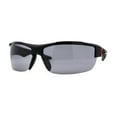 thumbnail image 1 of Xloop Mens Wrap Futuristic Half Rim Mirror Sport Sunglasses Black Red Black, 1 of 4