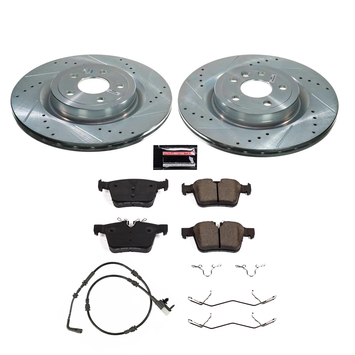 PowerStop Rear Z23 Evolution Sport Carbon-Fiber Ceramic Brake Pad and Drilled & Slotted Rotor Kit Fits: LAND ROVER Select Models K8209