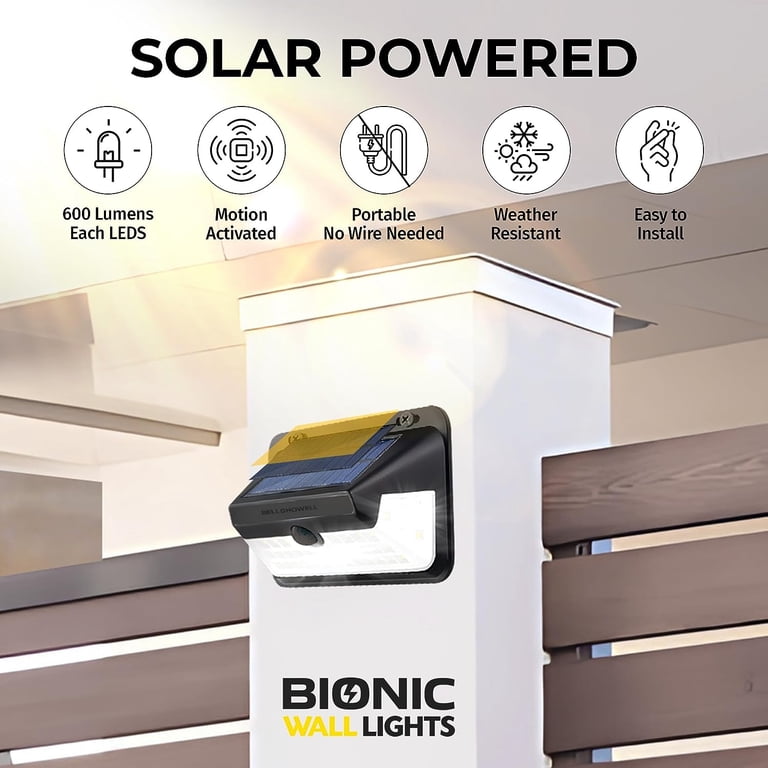Bionic Solar Wall Light, 2-Pack, 600 Lumens, Motion Sensor photo 4