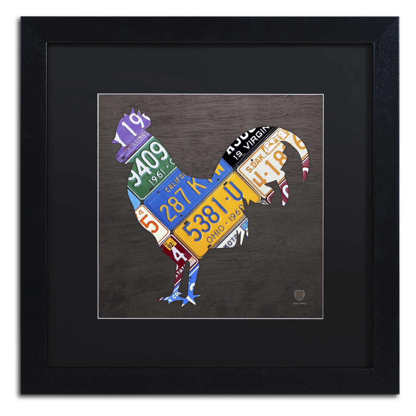 Trademark Fine Art 'Rooster' Canvas Art by Design Turnpike, White Matte, Black Frame
