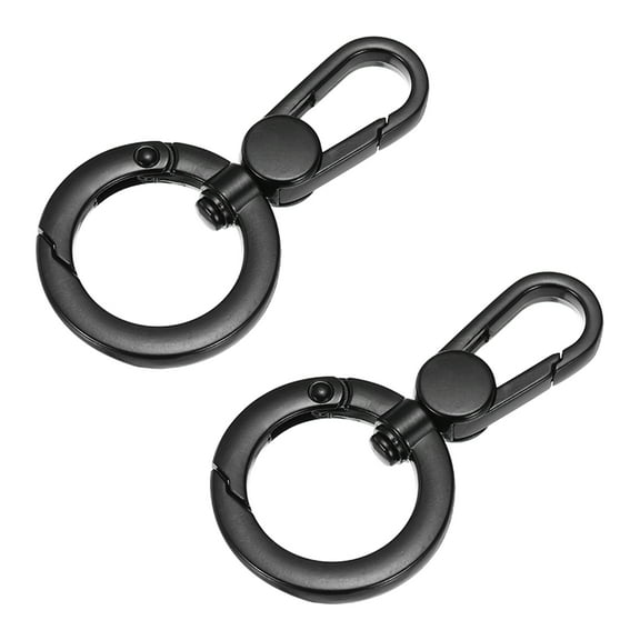 Uxcell 2 Pcs Double Opening Snap Hooks Swivel Keychain Clasp Clips Metal Swivel Lobster Claw Clasp for Jewelry Making Crafts Backpack Bag Strap  Phone Case, Black