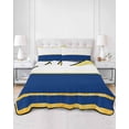thumbnail image 2 of Quilts King Size Bedding Set, Modern Navy Blue Gold Lightweight Quilted Comforter, Minimalist Geometric Yellow Striped Soft Reversible Bedspread Coverlet with Pillow Covers for All Season, 96" x 106", 2 of 7